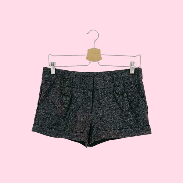 GRAY PLEATED LOW RISE SHORTS (S)