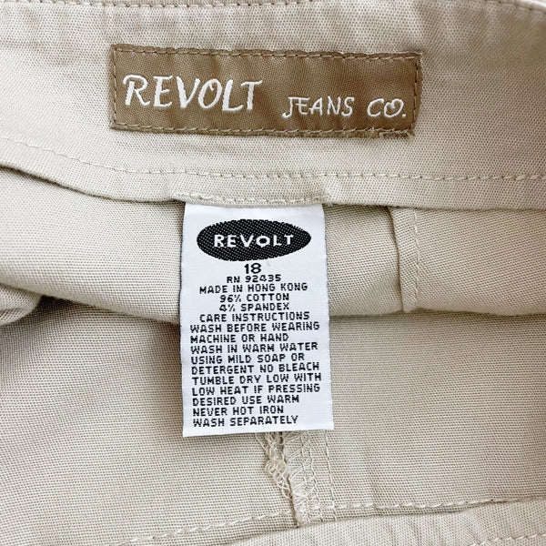 TAN BOOTCUT PANTS W/ FRAYED SEAMS (18)