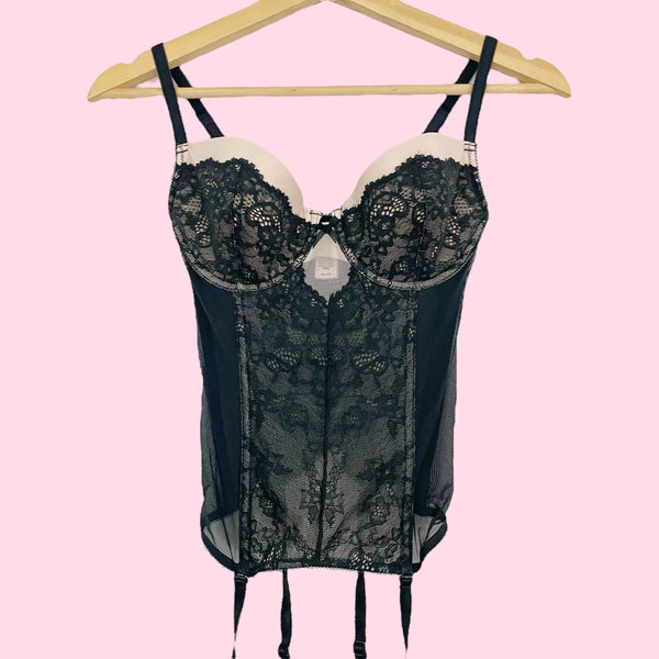 VICTORIA'S SECRET BLACK + CREAM CORSET (34C)