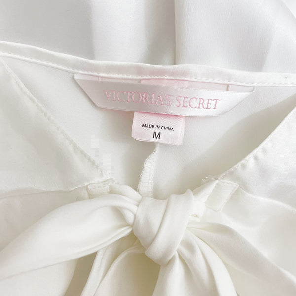 VICTORIA'S SECRET WHITE OPEN TIE FRONT BABYDOLL (M)