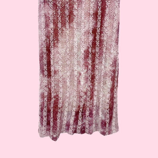 TIE DYE MESH GOLD SEQUINS MAXI DRESS (M)