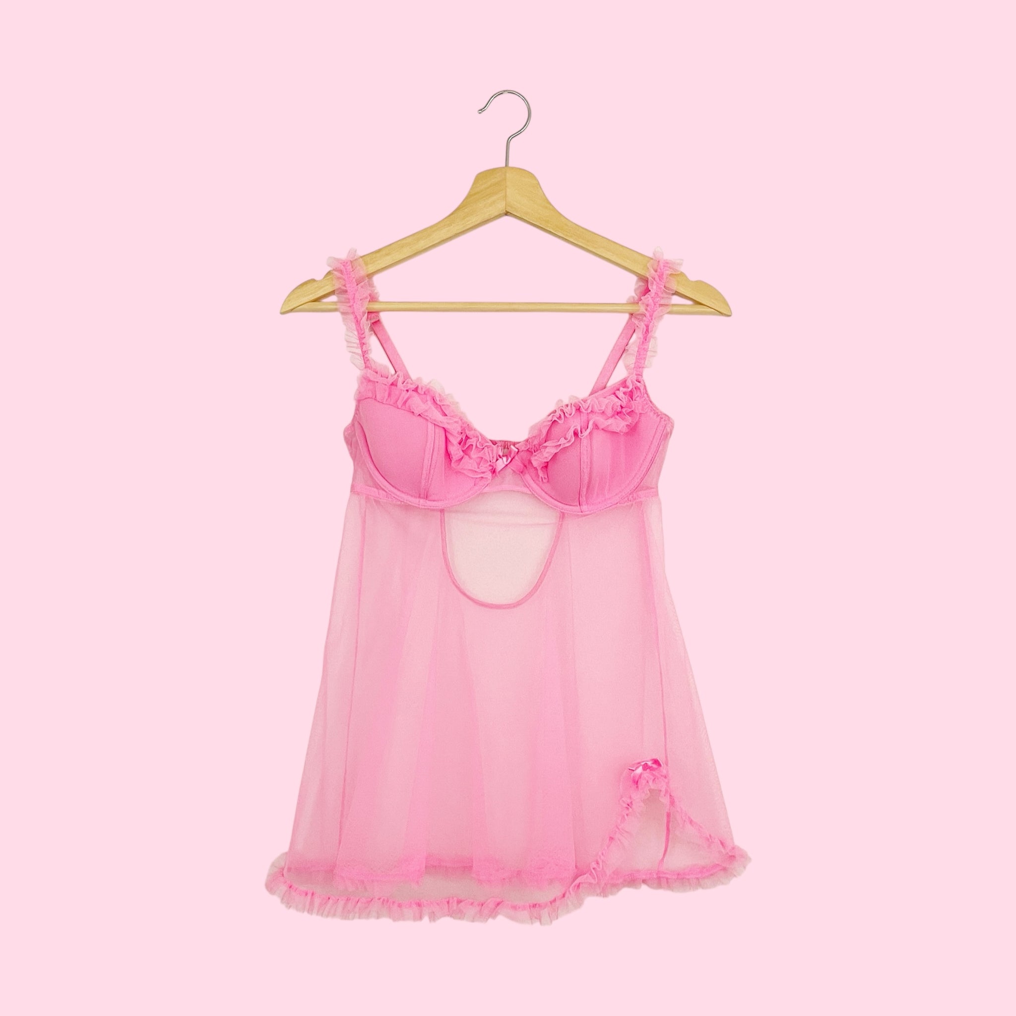 VICTORIA'S SECRET BUBBLEGUM MESH BABYDOLL (34C)