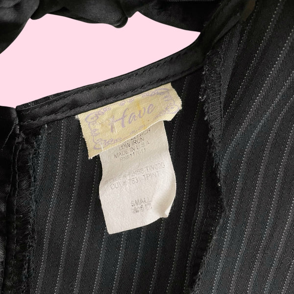 PINSTRIPE CROPPED TIE BACK VEST (S)