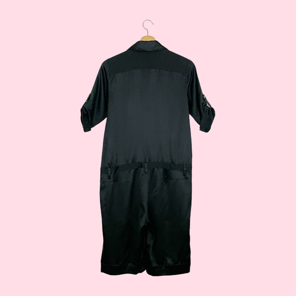 BCBG BLACK SILK ROMPER (S)