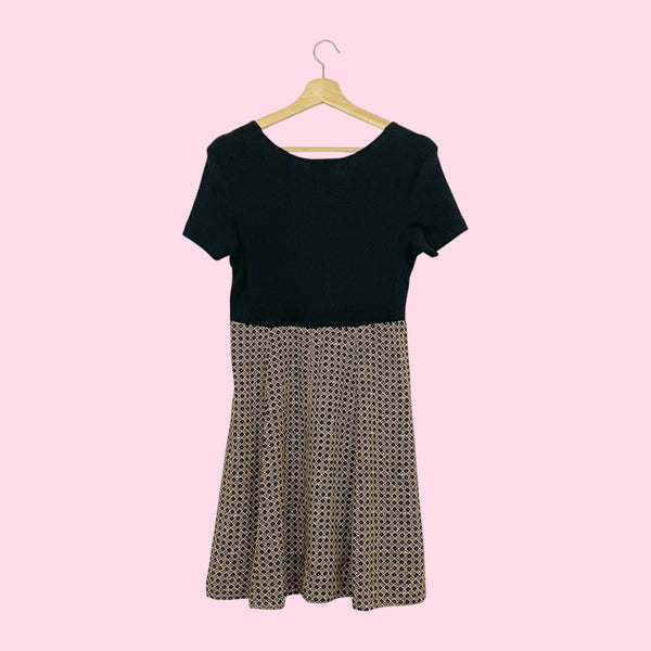 FLORAL RAYON MINI DRESS W/ RIBBED TOP (M)