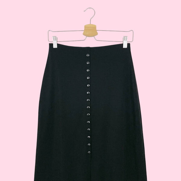 BLACK BUTTON MAXI SKIRT (S/M)