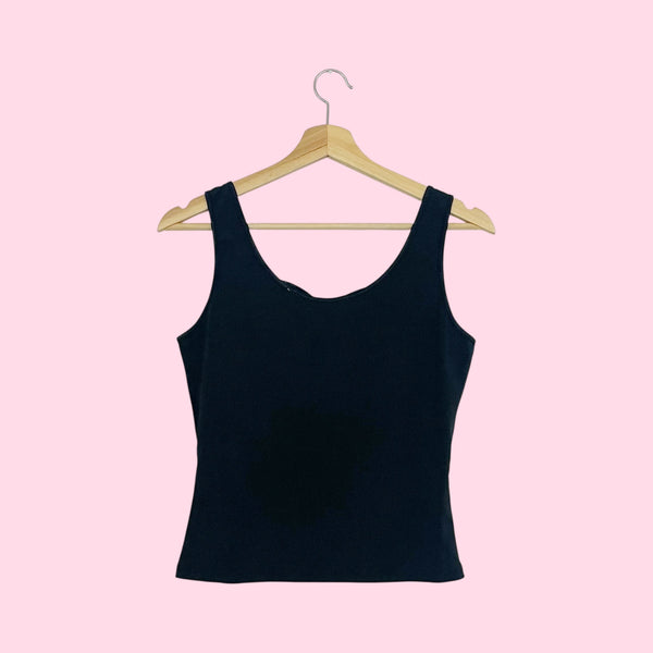 BLACK STRETCH CORSET STYLE TANK (S/M)