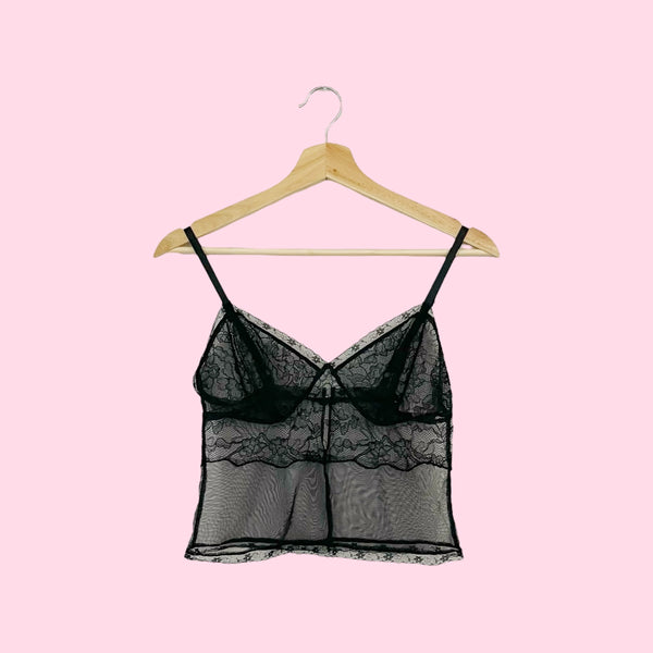 VICTORIA'S SECRET BLACK MESH CROP TOP (XS)