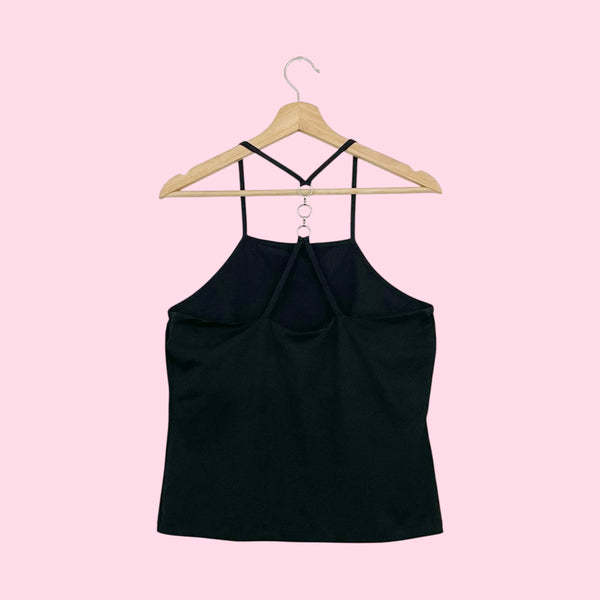 BLACK RACERBACK TANK W/ CHAIN STRAP (M)
