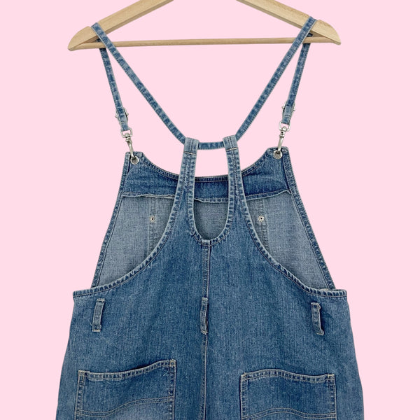 90S DENIM OVERALL SHORTS (L)