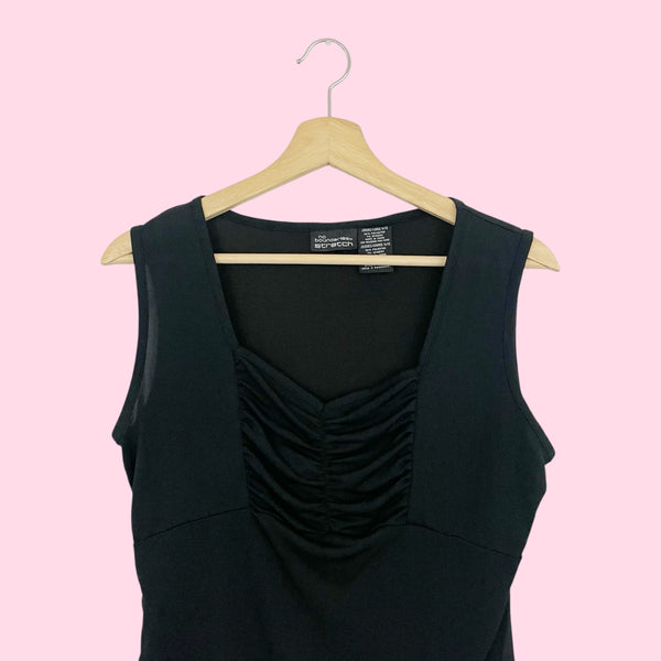 BLACK GATHERED BUST TANK (L)