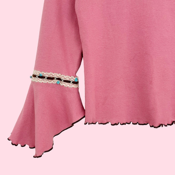 PINK BELL SLEEVE TOP (M)