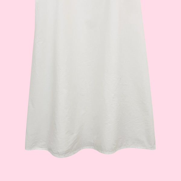 White Cotton Midi Dress w/ Eyelet Ruffle (XS)