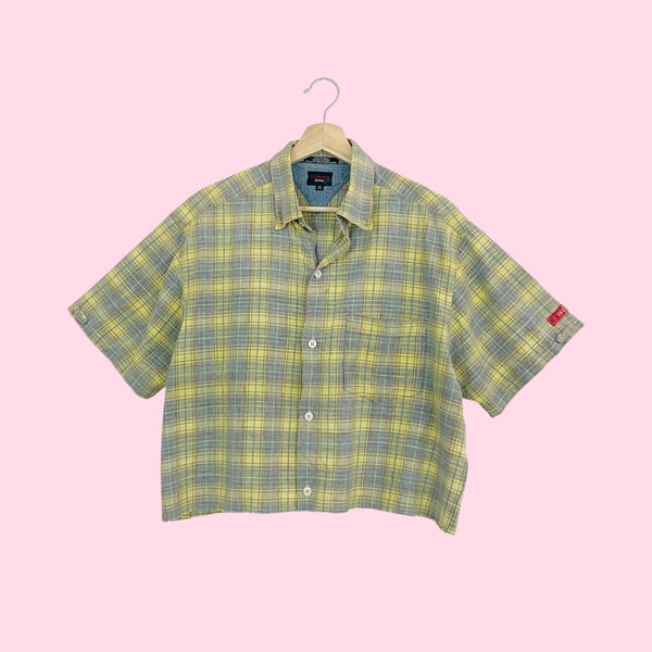 Y2K Tommy Jeans Plaid Cropped Button Up (M-XL)