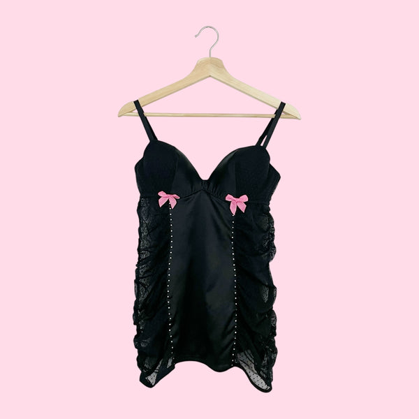 VICTORIA'S SECRET BLACK RHINESTONE BABYDOLL (36C)