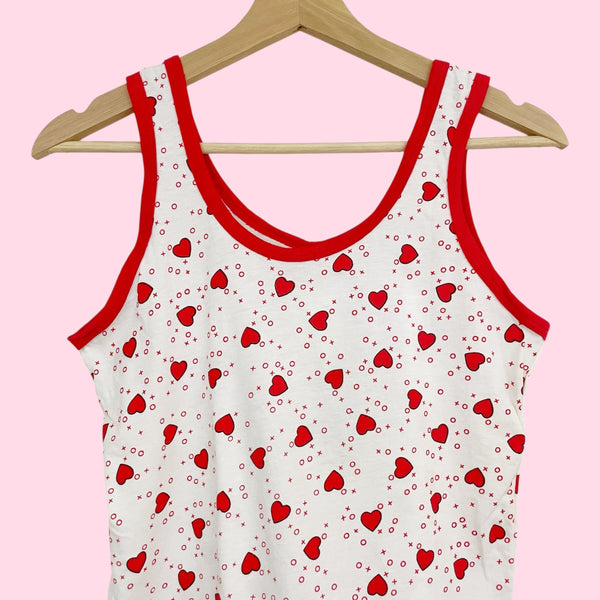 HEART PRINT TANK TOP (S)