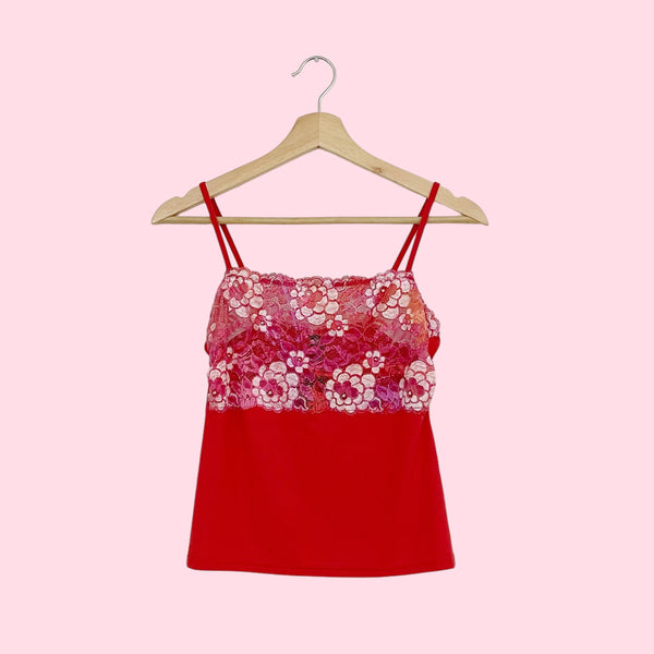 FLORAL LACE BUST TANK TOP (M)