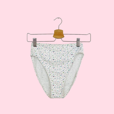 MICROFLORAL COTTON HI WAISTED PANTY (M)