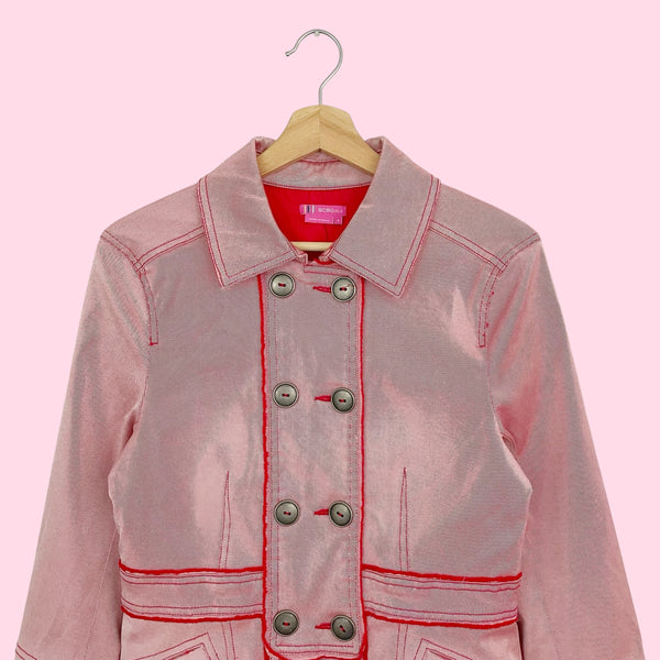 BCBG METALLIC RED EXPOSED SEAM BLAZER (6)