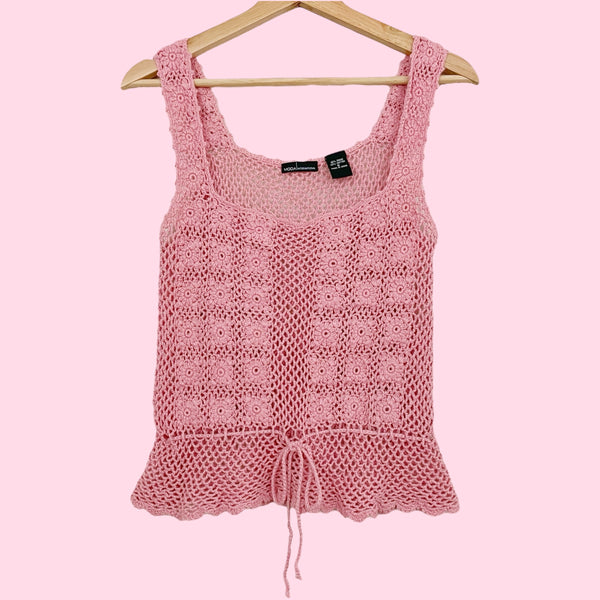 DUSTY PINK CROCHET TANK (S)