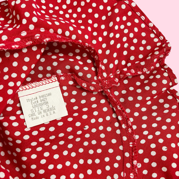 RED + WHITE POLKA DOT MIDI DRESS (XS)