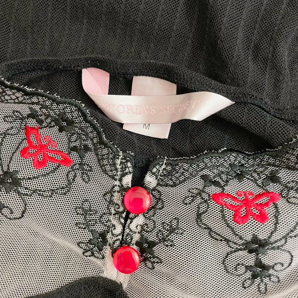 VICTORIA'S SECRET EMBROIDERED MESH BABYDOLL (M)