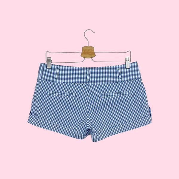 BLUE GINGHAM LOW RISE SHORTS (M)