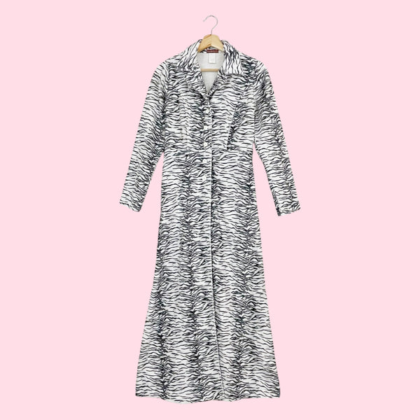 WHITE TIGER FAUX FUR MAXI DUSTER COAT (S)