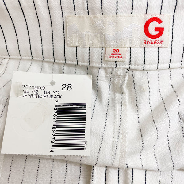 GUESS WHITE PINSTRIPE LOW RISE SHORTS (6)