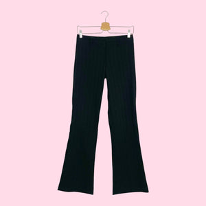 Y2K BLACK STRIPED LOW RISE OFFICE PANTS (3)