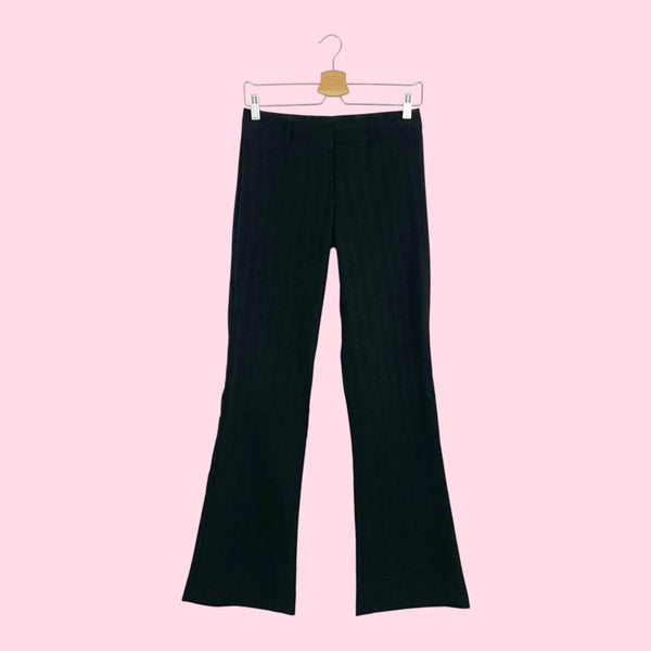 Y2K BLACK STRIPED LOW RISE OFFICE PANTS (3)