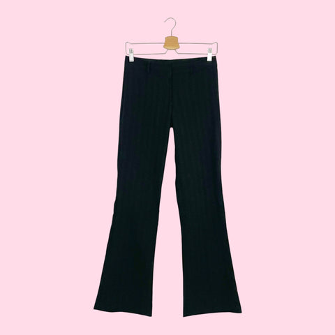 Y2K BLACK STRIPED LOW RISE OFFICE PANTS (3)