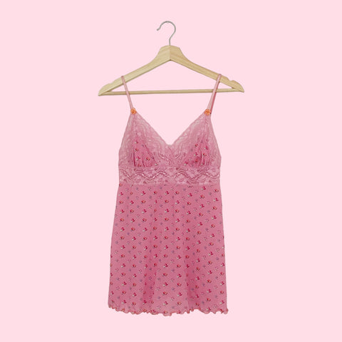 FLORAL PRINT MESH BABYDOLL (S/M)