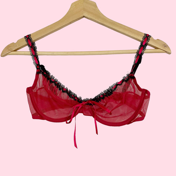 VICTORIA'S SECRET RED MESH BRA (36B)