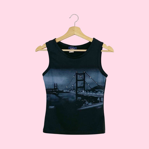 Y2K CITYSCAPE RHINESTONE TANK (S)