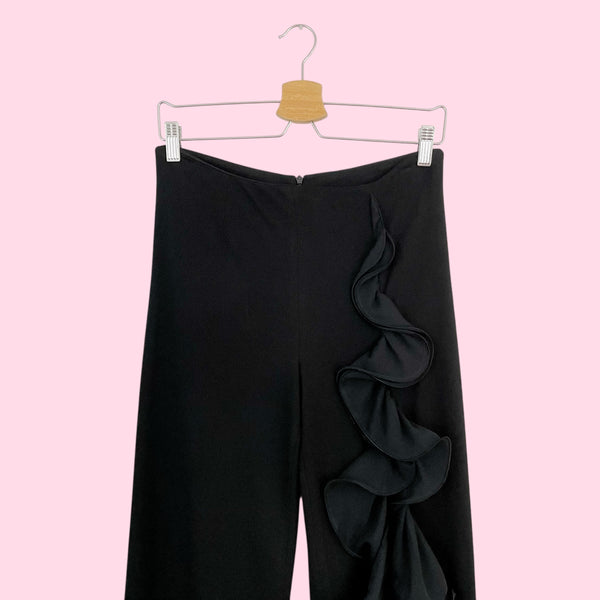 Y2K Bebe Black Ruffle Pants (28)