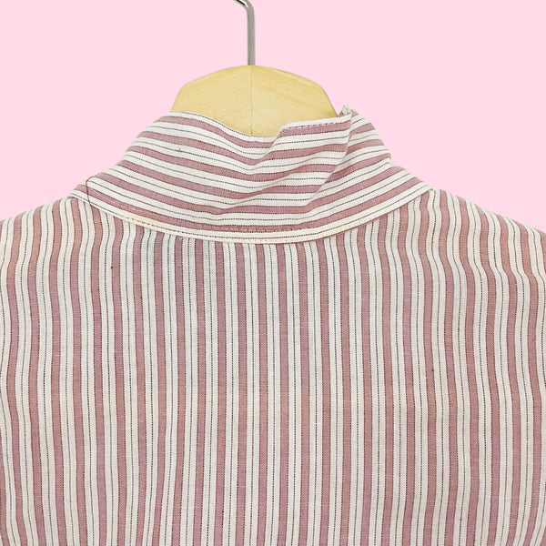 80S STRIPED LEG OF MUTTON SLEEVE BLOUSE (M)