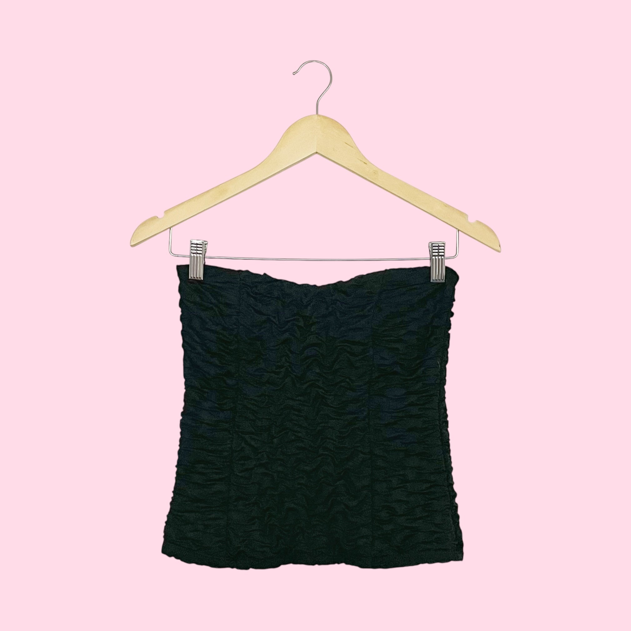 BLACK TEXTURED TUBE TOP (M)