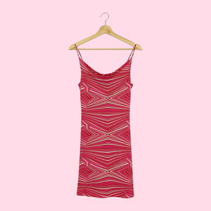 PINK GEOMETRIC STRIPED MIDI DRESS (XS/S)
