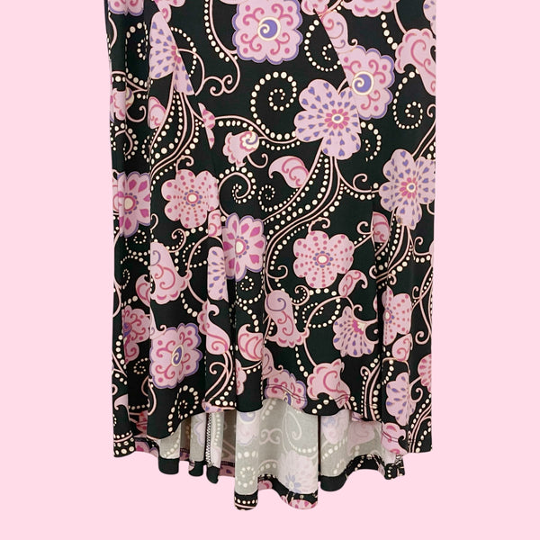 90S BCBG FLORAL PRINT MIDI DRESS (S)