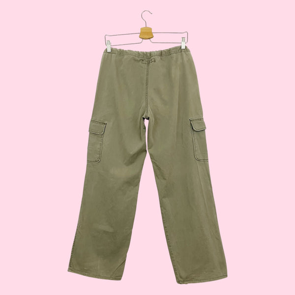 GREEN CARGO DRAWSTRING PANTS (M)