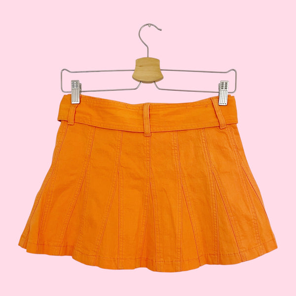ORANGE PANELED MINI SKIRT W/ BELT (S)
