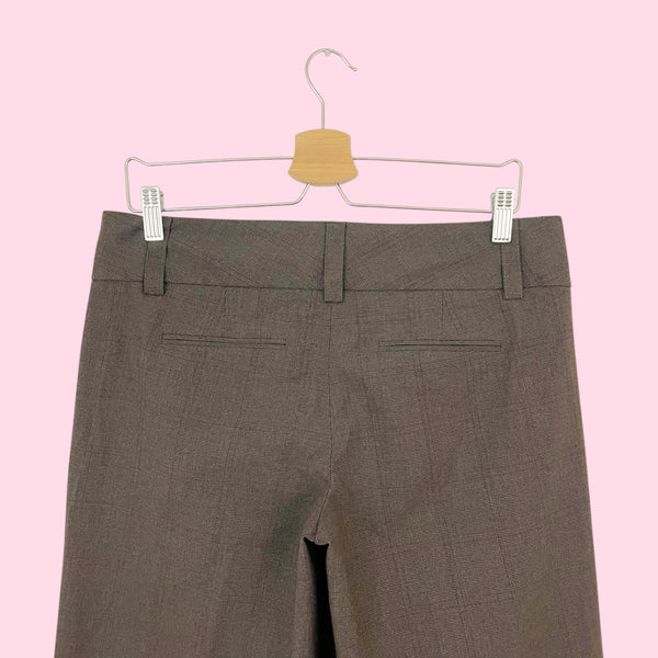 BROWN PLAID PLEATED LOW RISE WIDE LEG PANTS (8)