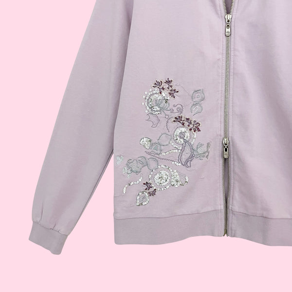 Y2K BCBG Lavender Embroidered Track Jacket (L)