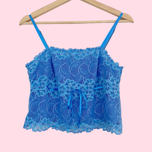 BLUE LACE CROPPED TANK (L)