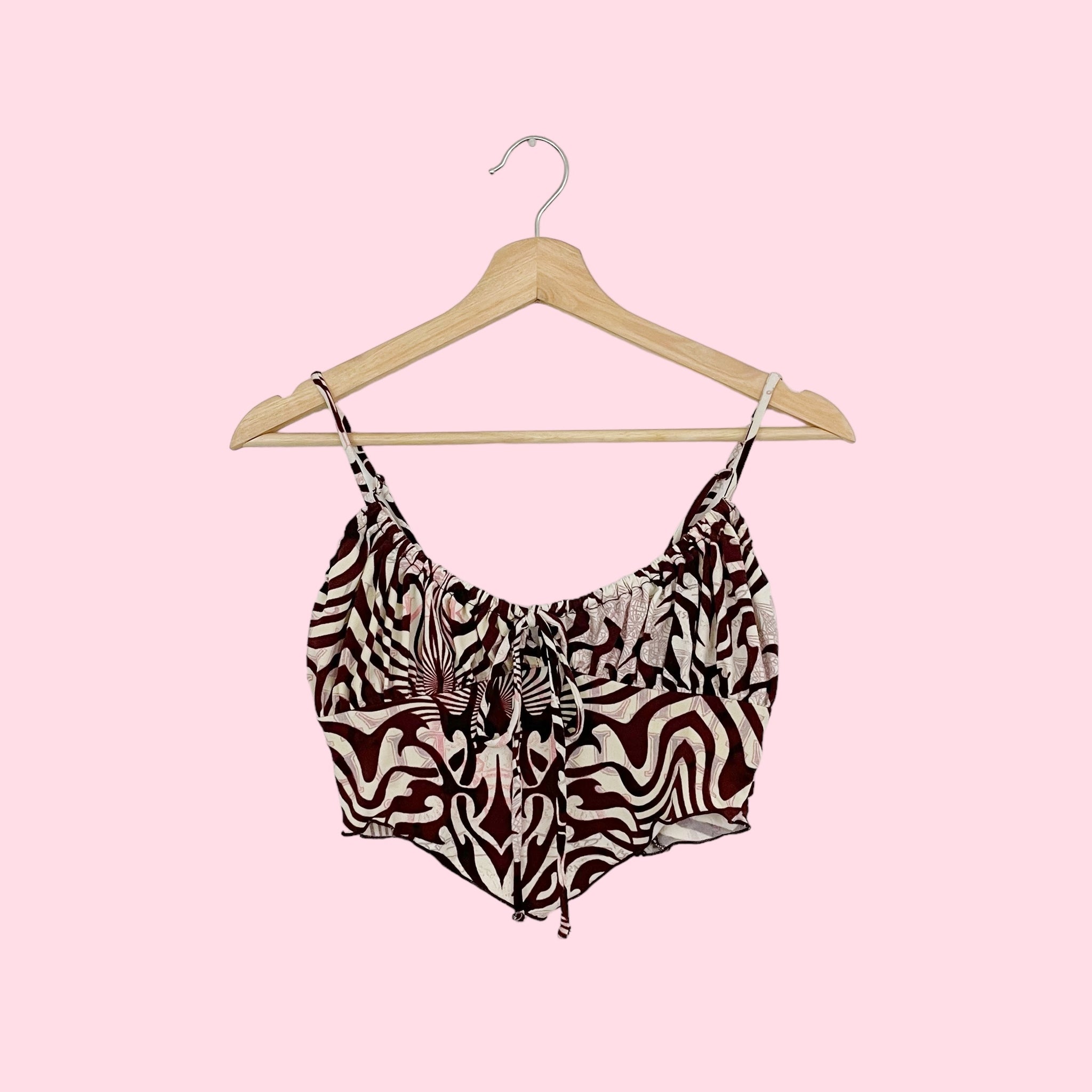 UO PRINTED MILKMAID CROP TOP (S)