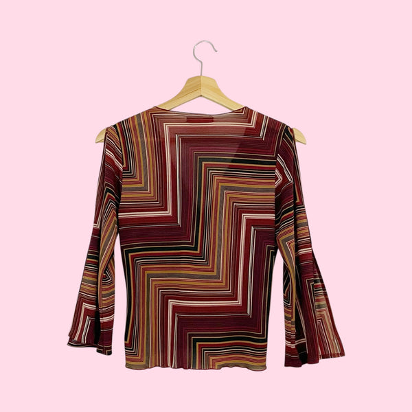 STRIPED CHEVRON COLD SHOULDER TOP (M)