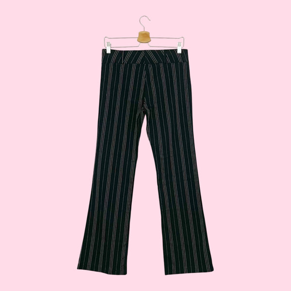 BLACK + PINK PINSTRIPE STRETCH OFFICE PANTS (L)