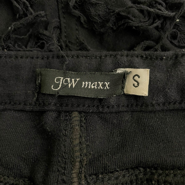 Black Stringy Textured Jersey Capris (S)