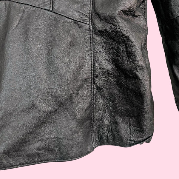 Wilson's Black Leather Zip Up Jacket (XS/S)